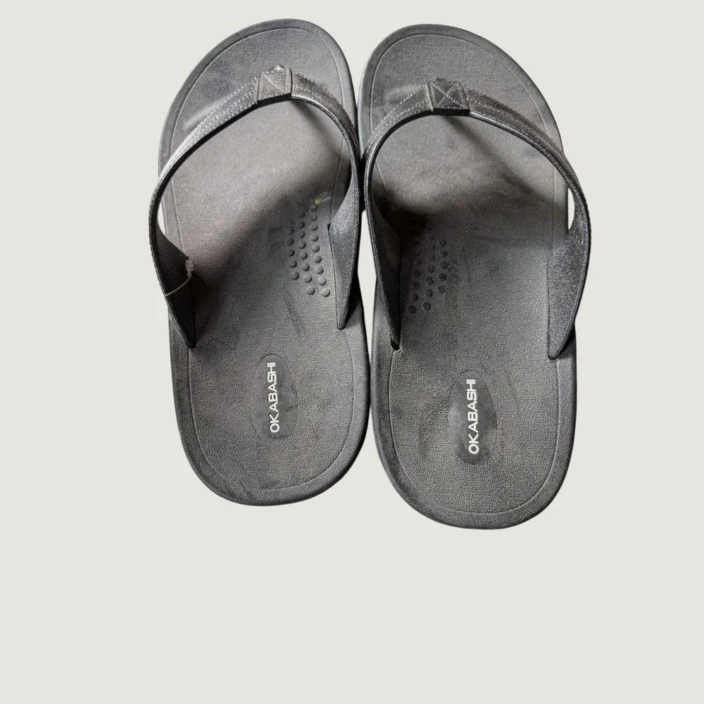 Okabashi Shoreline Mens Black Flip Flop Sandals Comfort Arch Support Size 13 USA